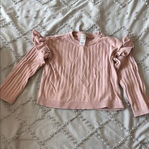 Carter's Pink Ruffle Sleeve Crew Neck Sweater
